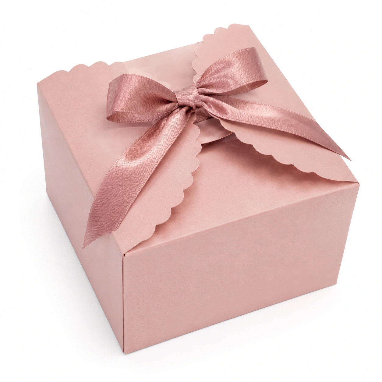 Scatola regalo 20 x 15 x 8 cm in cartoncino rosa con nastro satinato - confezione decorativa