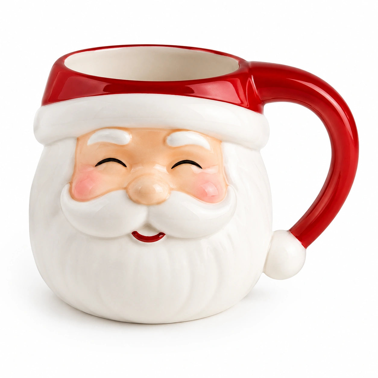 Tazza in ceramica 0.40 L bianca e rossa con manico design Babbo Natale