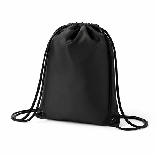 Zaino a sacca 35 x 42 cm in tessuto sintetico nero con chiusura a coulisse