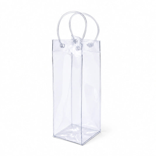 Borsa regalo 12x10x35 cm in PVC trasparente con manici per confezioni verticali