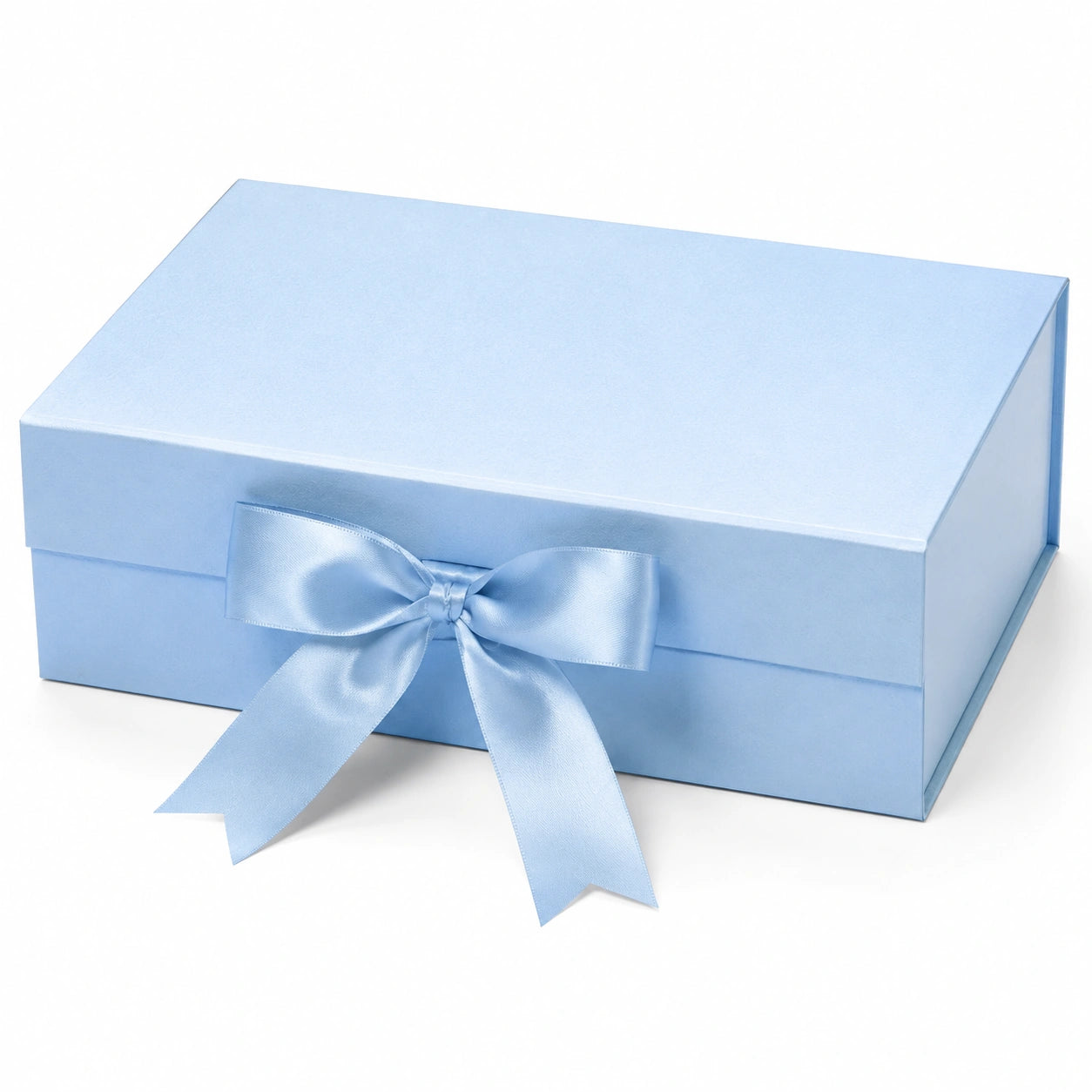 Scatola regalo 25 x 18 x 10 cm in cartoncino azzurro con nastro decorativo
