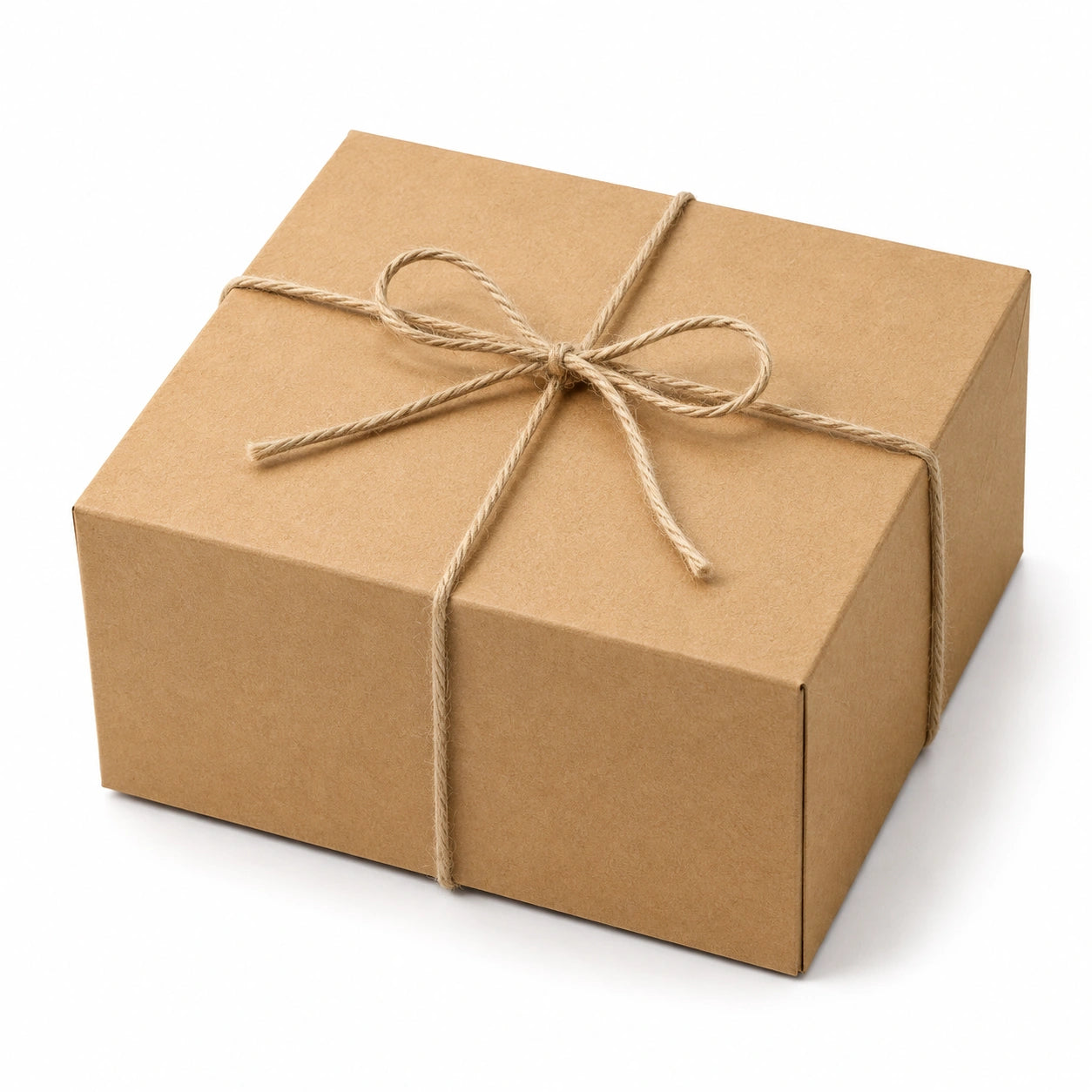 Scatola regalo 20 x 20 x 10 cm in cartone kraft marrone con spago decorativo pieghevole