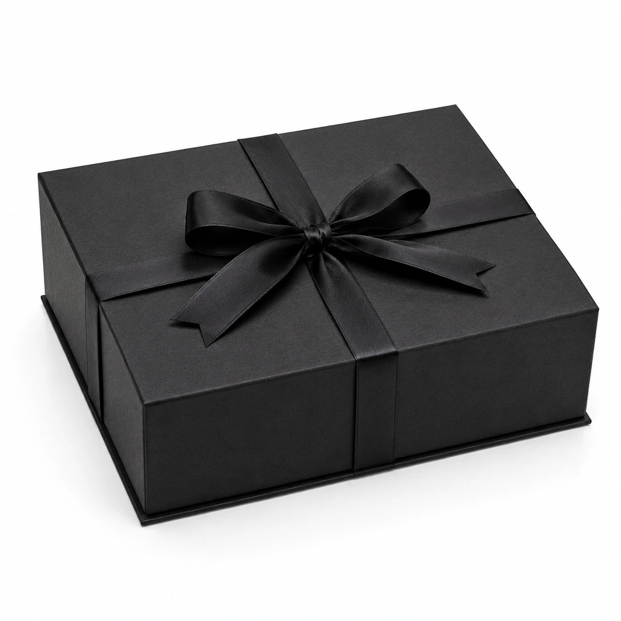 Scatola regalo 30 x 22 x 10 cm in cartone nero con nastro decorativo - confezione rigida con coperchio