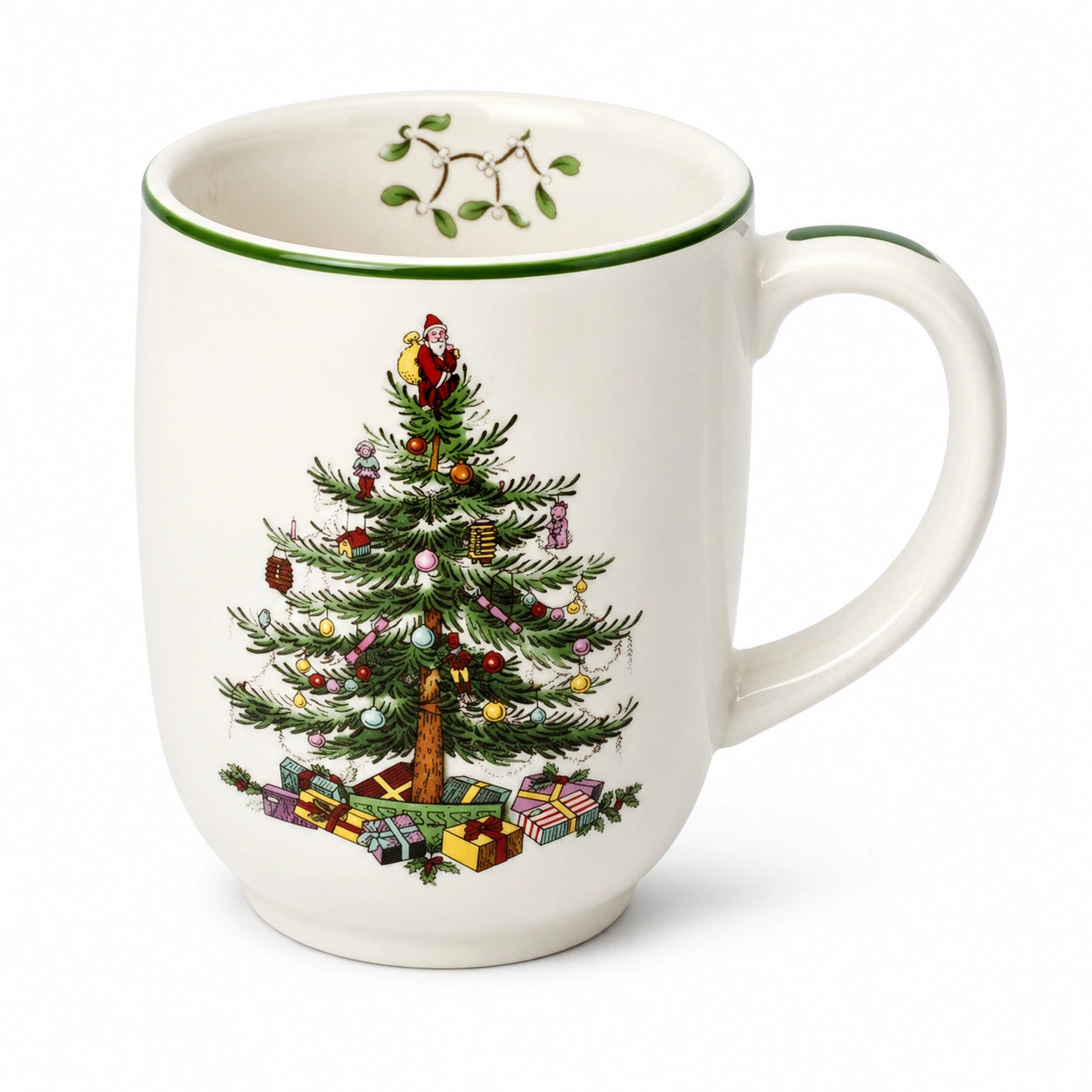 Tazza in ceramica 0.45 L bianco verde con albero decorato stile natalizio